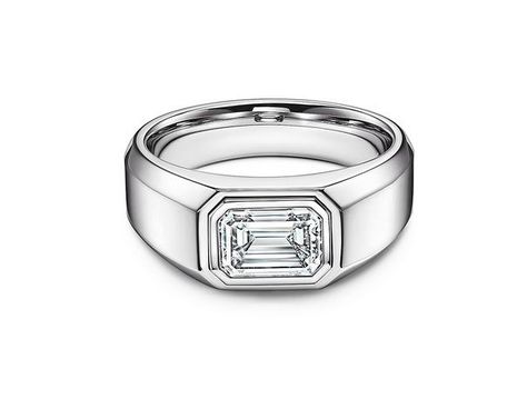 Tiffany Men's Engagement Ring in Platinum with an Emerald-cut Diamond Mens Engagement, Engagement Rings For Men, Emerald Cut Diamonds, Ring Engagement, Emerald Cut, Diamond Cuts, Platinum, Engagement Ring, Emerald