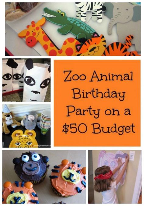 Zoo Animal Birthday Party on a $50 Budget - frugal birthday parties Zoo Birthday Party Food, Zoo Animal Birthday Party, Animal Party Games, Zoo Theme Birthday, Budget Birthday Party, Birthday Party On A Budget, Zoo Animal Party, Animal Themed Birthday Party, Kid Birthday Party