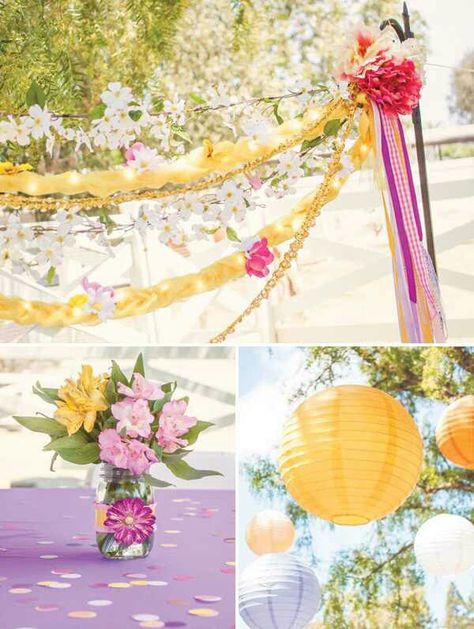 Colors Rapunzel Themed Birthday, Themed Birthday Decorations, Rapunzel Eugene, Garden Craft Ideas, Themed Party Ideas, Tangled Birthday Party, Rapunzel Birthday, Rapunzel Birthday Party, Tangled Birthday