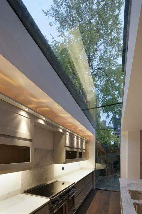 Glass House Design, Flat Roof House, Side Return, Sky Light, Door Glass Design, Modern Flat, Glass Roof, House Roof, Glass Ceiling