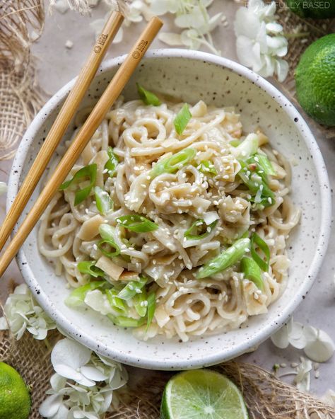 Creamy Coconut Lime Udon Noodles – Plantifully Based Coconut Udon Noodles, Coconut Rice Noodles, Noodles With Coconut Milk, Lime Noodles, Coconut Noodles, Soba Noodles Salad, Sauce For Rice, Noodle Recipe, Gluten Free Noodles