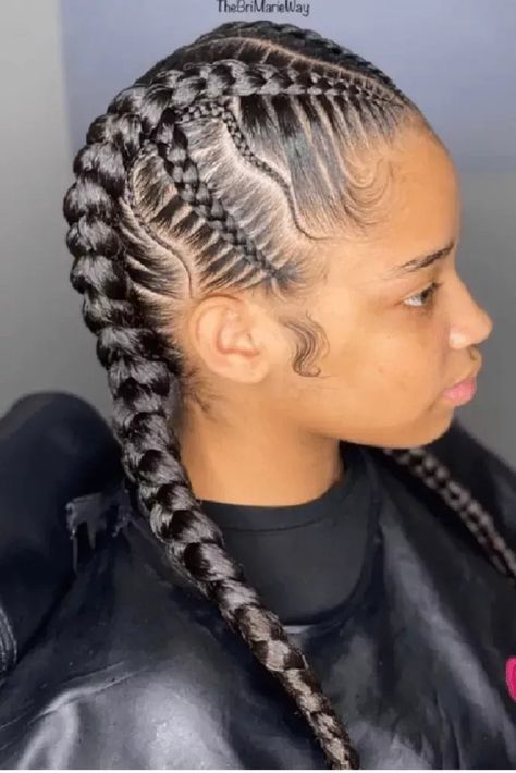 4 Feed In Braids, 2 Feed In Braids, Feed In Braids Ponytail, Cornrow Styles, Feed In Braids, Braids Pictures, Feed In Braids Hairstyles, African Hair Braiding Styles, Braided Cornrow Hairstyles