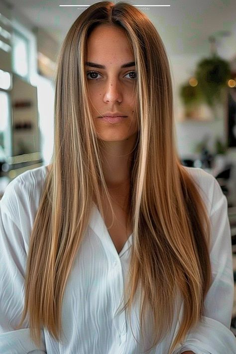 Long layered hair with soft balayage highlights Long Face Framing Layers Straight, Long Face Framing Layers, Long Face Framing, Layers Straight, Hairstyles For Straight Hair, Effortless Hair, Bob Haircut Curly, Blonde Tips, Rich Brunette