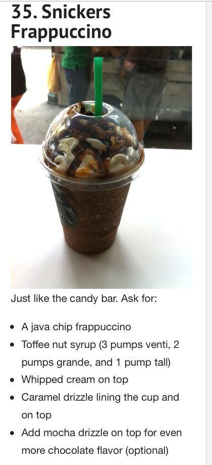 Snickers frap @     starbucks Frap Recipe, Starbucks Frappuccino Recipe, Homemade Coffee Drinks, Starbucks Drink Menu, Starbucks Secret Menu Recipes, Cold Starbucks Drinks, Starbucks Drinks Diy, Secret Starbucks Recipes, Iced Starbucks Drinks