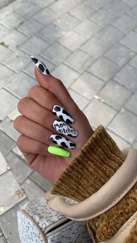 Rodeo Nails, Cow Print Nails, Cowboy Nails, Western Nails, Moo Cow, Country Nails, Shape Nails, Lilac Nails, Cow Nails