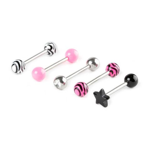 Cute Tongue Rings, Cute Tongue Piercing, Tongue Piercing Jewelry, Pink Tongue, Jewelry Drawer, Tongue Piercing, Snake Pendant, Tongue Rings, Rings Set