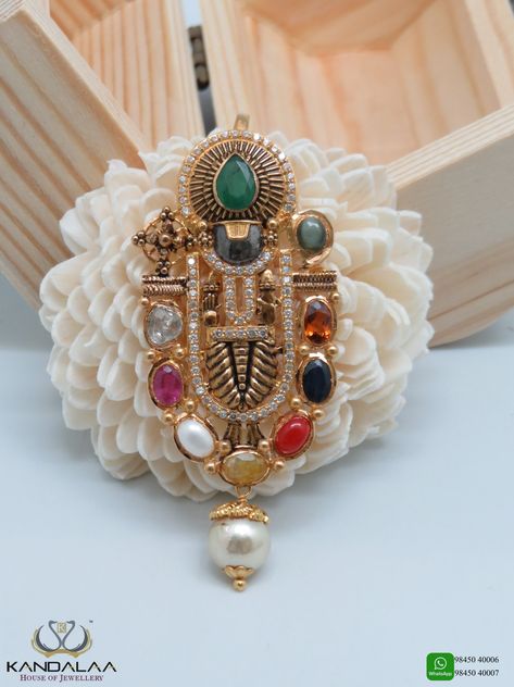 Venkateswara Pendant, Shrinathji Pendant, Navratan Pendant Set, Balaji Pendant Gold, Navaratna Pendants, Vaikunta Ekadashi, Lord Venkateswara, Temple Jewellery Earrings, Pendant Sets