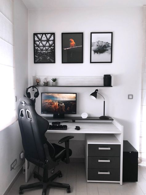 Ultimate Gaming Room, Minimal Setup, Wfh Setup, बेडरूम डिजाइन, Ruangan Studio, Small Game Rooms, Minimal Desk, Arcade Room, Computer Gaming Room