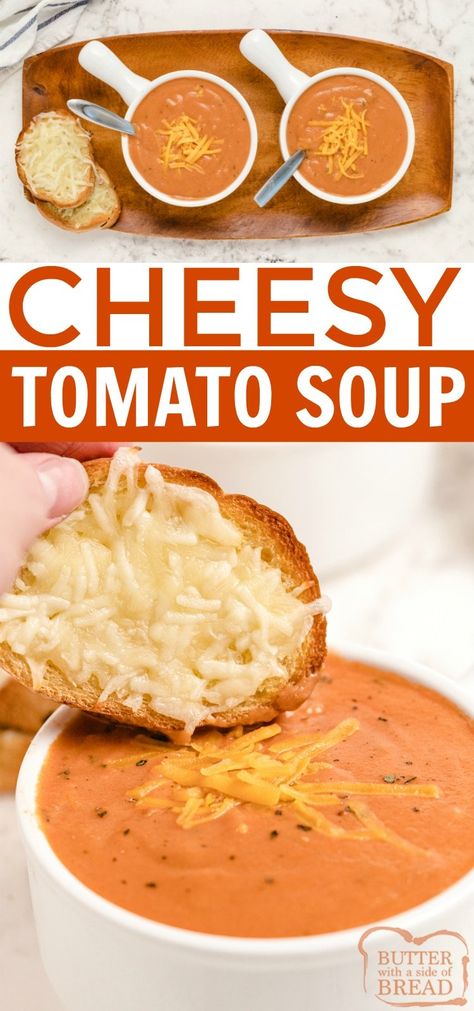 Tomato Soup Pioneer Woman, Cheesy Tomato Soup, Crescent Roll Recipes Dinner, Easy Tomato Soup Recipe, French Soup, Tomato Soup Easy, Tomato Soup Recipe, Slow Cooker Stew, Pork Soup