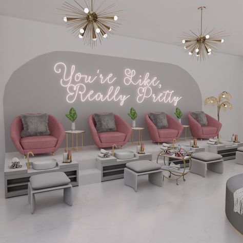 💅✨ Benita's Clawset Nail Salon Blender Scene - Commission ✨💅 | Patreon Sims World, Beauty Shop Decor, Blender Scene, Nail Salon Interior Design, Nail Salon Interior, Esthetician Room Decor, Spa Room Decor, Beauty Salon Furniture, Spa Interior Design