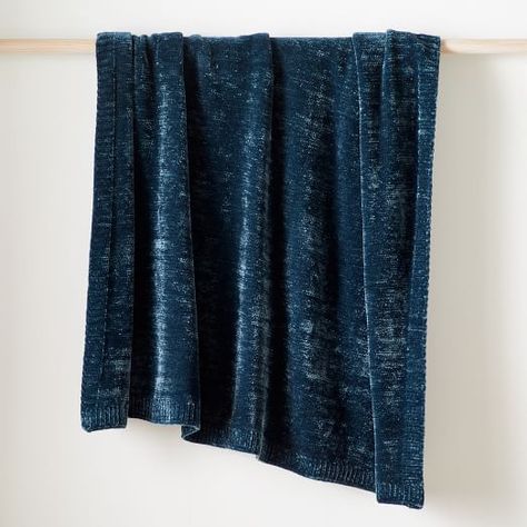 Blue Throws | West Elm West Elm Velvet, West Elm Sofa, Cut Velvet Pillows, Chenille Blanket, West Elm Kids, Chenille Throw, Leaves Pillow, Blue Throws, Blue Blanket