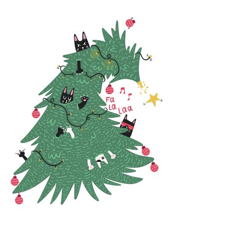 #cats #christmastree #christmasspirit #chaos #xmas #holidays #illustration #stickers Holidays Illustration, Illustration Stickers, Xmas Holidays, Christmas Spirit, Trees, Christmas Tree, Holidays, Christmas