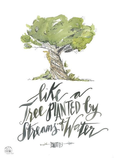 Psalm 1:3 ...may our roots grow down deep into the soil of Christ ♥ Psalm 1 3, Streams Of Water, Psalm 1, Living Water, Bible Art Journaling, Scripture Art, Bible Art, Scripture Quotes, Verse Quotes