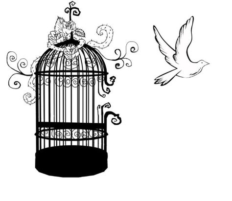 starting to think about getting a tattoo with a bird or fairy escaping its cage Bird Escaping Cage Drawing, Bird In A Cage Drawing, Bird And Cage Tattoo Freedom, Bird Cage Drawing, Birdcage Drawing, Cage Illustration, Bird Cage Tattoo, Cage Drawing, Bird Freedom