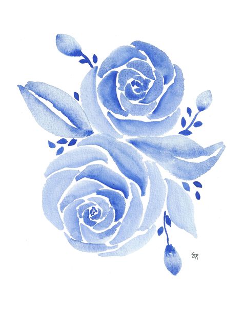 Excited to share the latest addition to my #etsy shop: Blue Roses, botanical watercolor illustration, floral watercolor painting, printable download https://etsy.me/2LruSI0 #blue #white #unframed #entryway #bohemianeclectic #flowers #vertical #blueroses #floralwatercol Aesthetic Card Ideas, Water Bottle Painting, Blue China Print, Blue White Aesthetic, Sketches Colour, Grandma Poem, Aesthetic Frame, Illustration Rose, Floral Watercolor Painting