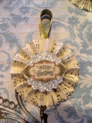 Sheet Music Crafts, Paper Rosettes, Music Crafts, Teachers Gifts, Ornament Tutorial, Paper Ornaments, Christmas Ornaments Homemade, Victorian Christmas, Handmade Christmas Ornaments