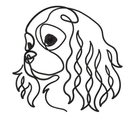 Dog Groomer Tattoo, Mom Coloring Pages, Cavalier Dog, King Charles Cavalier, Dog Corner, Dog Outline, Cavalier Puppy, Dog Line Art, Work Pictures