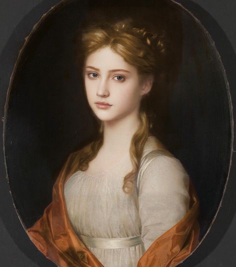 Regency Woman Painting, 1790s Paintings, 1700s Portrait Women, Victorian Era Long Hair, 18th Century Royalty, Pre Raphaelite Hairstyles, 1810s Portrait, 1790s Hairstyle, 1870s Makeup