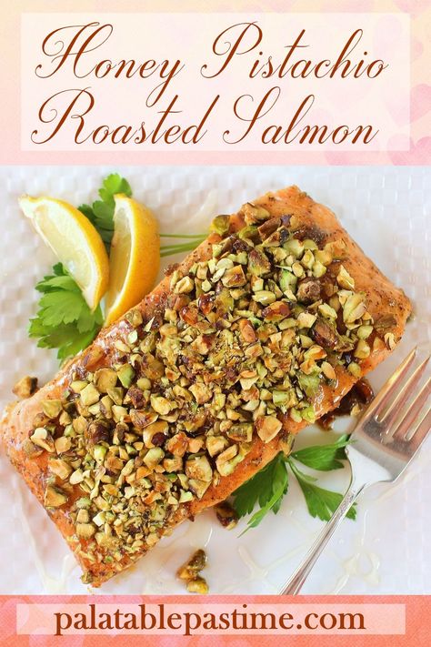 Honey Pistachio Crusted Salmon, Salmon With Pistachio, Honey Roasted Pistachios, Salmon With Pistachio Crust, Pistachio Salmon Recipes, Pistachio Salmon, Honey Pistachio, Salmon Recipes Oven, Pistachio Crusted Salmon