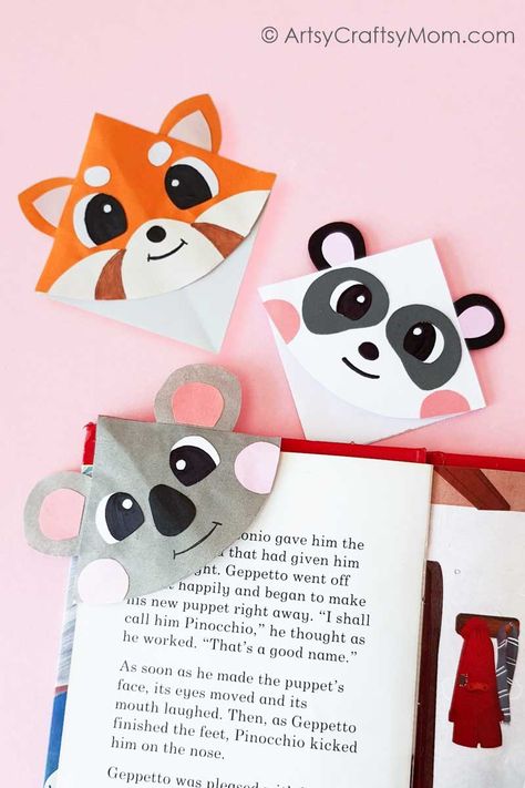 These Endangered Animals Corner Bookmarks help kids learn about creatures who are in danger. Perfect for Endangered Species Day on 19 May. Animal Corner Bookmarks, Origami Animal Bookmark, Endangered Animals Craft, Red Panda Crafts, Panda Crafts For Kids, Cute Endangered Animals, Panda Crafts, Monster Bookmark, Animal Bookmarks