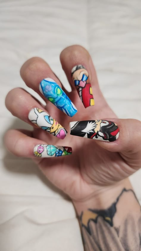 Ig @nailsbyfranklyn Sonic The Hedgehog Nails, Sonic Nails, Nail Inspo, Sonic, Nail Art, Nails, Beauty, Quick Saves, Art