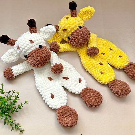 Crochet plushies Crochet Snuggler Pattern, Snuggler Pattern, Sophie Giraffe, Crochet Snuggler, Giraffe Lovey, Amigurumi Giraffe, Giraffe Stuffed Animal, Crochet Giraffe, Plush Baby Blankets