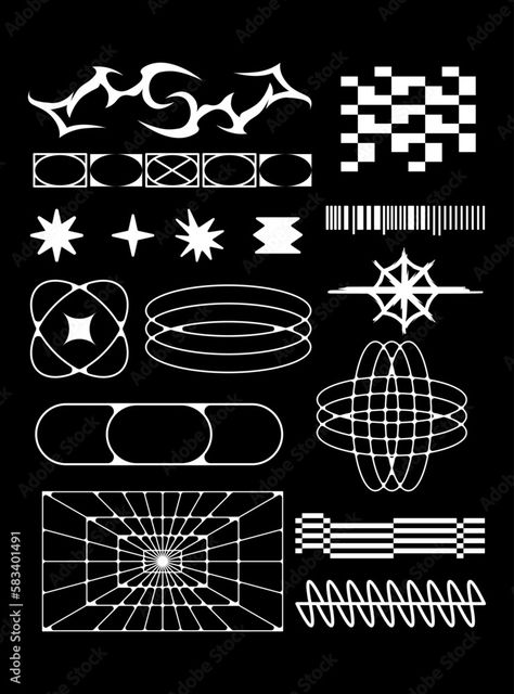 Brutalism Elements, Sci Fi Graphic Design, Brutalism Graphic Design, New Wave Design, Wireframe Art, Poster Tattoo, Cyberpunk Design, Gfx Design, Geometric Logo Design