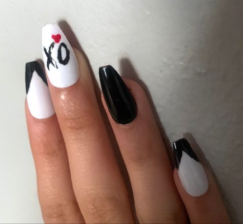 The Weekend Nails Ideas, The Weeknd Themed Nails, The Weekend Nails Xo, Starboy Nails, Xo Nails Design, Xo Nails The Weeknd, The Weeknd Nails Design, The Weeknd Nails, Xo Nails