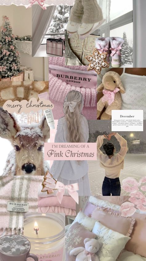 Pink Christmas Wallpaper Aesthetic, Pink Christmas Wallpaper, Christmas Wallpaper Aesthetic, Girly Christmas Gifts, Christmas Dreaming, Xmas Wallpaper, Pink Xmas, Christmas Collage, Christmas Phone Wallpaper