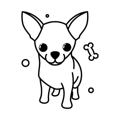 icono de ilustración de vector de dibujos animados lindo de un cachorro de perro chihuahua. es estilo de contorno. Chihuahua Drawing, Ideas Jardin, Dog Coloring Book, Dog Outline, Anime Illustration, Tattoo Outline, Chihuahua Puppies, Outline Drawings, Dog Pin