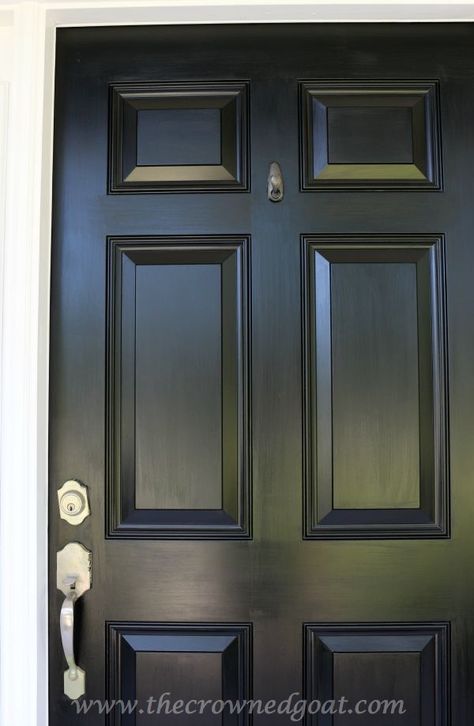 Front Door Paint with Modern Masters Modern Masters Front Door Paint, Front Porch For Fall, Front Door Black, Front Door Paint, Black Exterior Doors, Door Paint, Accent Wall Designs, Building A Porch, Door Black