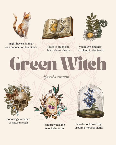 Learn more about how to become a witch, rituals, spellwork and tips on the Witches Haunt. Green Witch Gifts, Green Witch Tattoo Ideas, Hearth Witch Aesthetic, Witchy Habits, Garden Witch Aesthetic, Garden Witchcraft, Hearth Magic, Spiritual Crafts, Witch Types