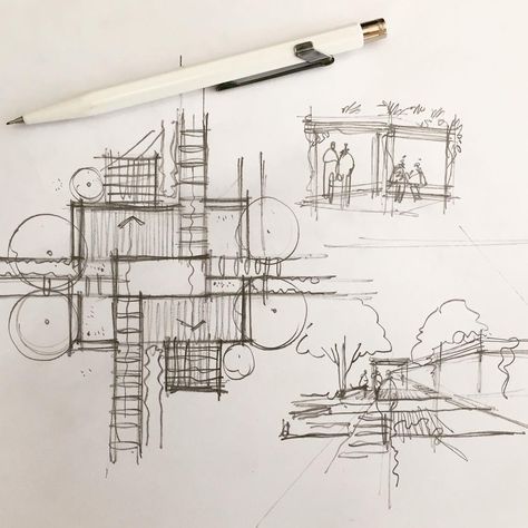 Sketchbook Architecture, Sketch Landscape, Detail Arsitektur, Concept Drawing, Architecture Sketchbook, Architecture Concept Drawings, Landscape Architecture Design, Architectural Sketch, Architecture Design Concept