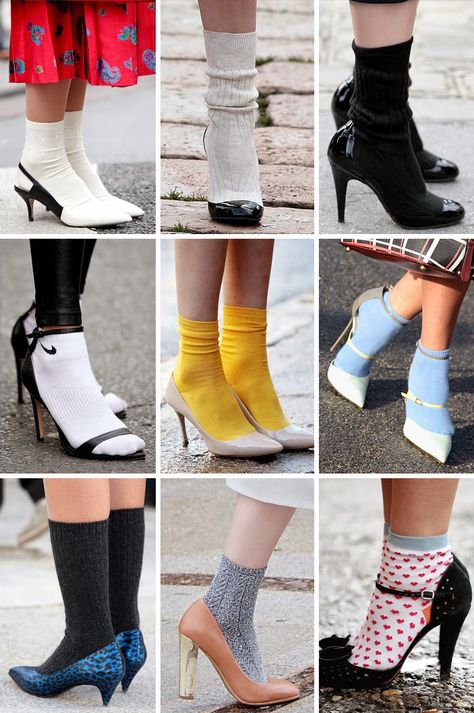 Thestreetfashion5xpro: In the Street...Stiletto+Sock, New York, Milan & Paris Shoes With Socks Outfit, Heels With Socks Outfit, Heels With Socks, Heels And Socks, Socks Outfit, Cooler Style, Sock Outfits, Socks And Heels, Socks For Women