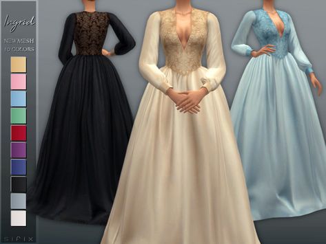 Sifix's Ingrid Dress Los Sims 4 Mods, Sims Medieval, Sims 4 Cas Mods, Pelo Sims, Tumblr Sims 4, Sims 4 Dresses, Sims Four, Sims 4 Downloads, Sims4 Clothes