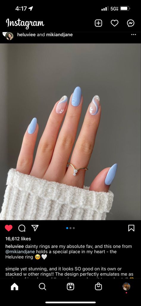 Simple Prom Nails, Powder Blue Nails, Periwinkle Nails, Blue Wedding Nails, Pastel Blue Nails, Blue Prom Nails, Hawaii Nails, White Almond Nails, Sky Blue Nails