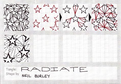 Radiate - tangle pattern Zentangle Strings, Tangle Designs, How To Doodle, Zentangle Inspiration, Doodle A, Doodle Painting, Zentangle Pattern, Line Doodles, Zentangle Tutorial