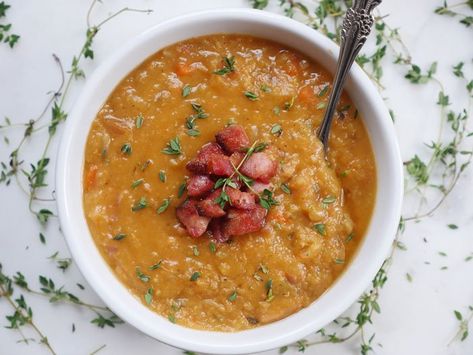 Ham and Lentil Soup (Instant Pot Lentil Soup With Ham, Lentil Soup Instant Pot, Lentil Soup Crockpot, March Meals, Ham Hock Soup, Ham And Lentil Soup, Dairy Free Soup Recipe, Ham Soup Recipes, Ham Bone Soup