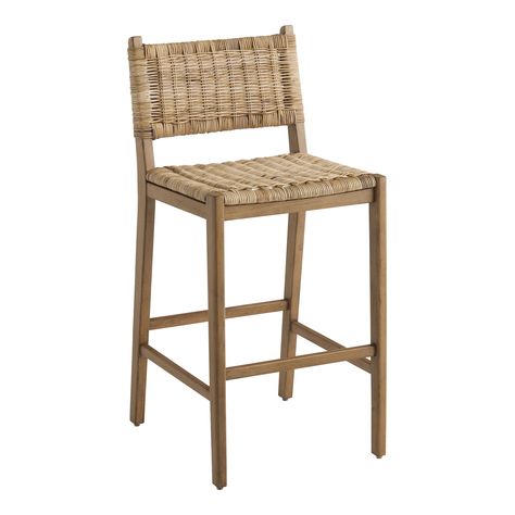 Amolea Vintage Acorn and Rattan Barstool - World Market Outdoor Bar Area, Bench Area, Rattan Counter Stools, Irregular Patterns, Linear Pattern, Gorgeous Kitchens, Teak Furniture, Affordable Furniture, Kitchen Chairs