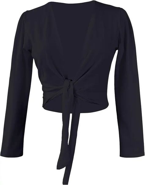 Amazon.com: Womens Tie Front Jackets Ballet Wrap Top, Cardigan Shrug, Dress With Shawl, Dance Tops, Training Clothes, Shrug Cardigan, Womens Tie, Cotton Cardigan, Light Sweater