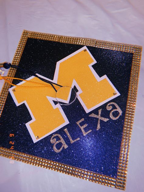 Michigan Grad Cap, Umich Grad Cap, Cap Inspiration, Grad Caps, Cap Decoration, Cap Ideas, Graduation Cap Decoration, Cap Decorations, Grad Cap