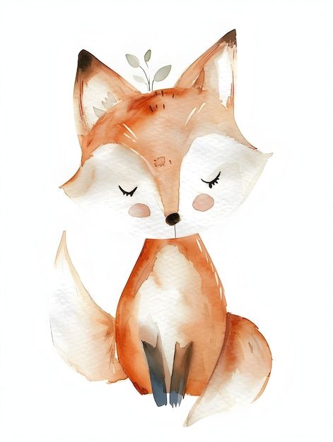 Photo whimsical watercolor baby fox for ... | Premium Photo #Freepik #photo #fox #cute-fox #animal-cute #painting Watercolor Fox Christmas, Fox Painting Easy, Watercolor Animals Easy, Acuarela Ideas, Cute Fox Illustration, Watercolor Christmas Cards Diy, Fox Nursery Decor, Fox Watercolor, Fox Images