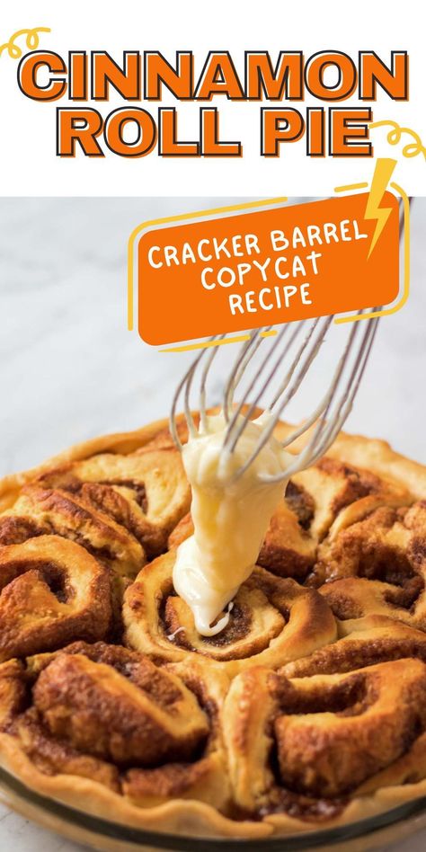 Cracker Barrel Cinnamon Roll Pie Cracker Barrel Cinnamon Roll Pie, Cinnamon Roll Pie Cracker Barrel, Cracker Barrel Breakfast, Cinnamon Roll Pie, Cracker Barrel Meatloaf Recipe, Cracker Barrel Copycat Recipes, Copycat Starbucks Drinks, Yummy Pie, Cracker Barrel Meatloaf