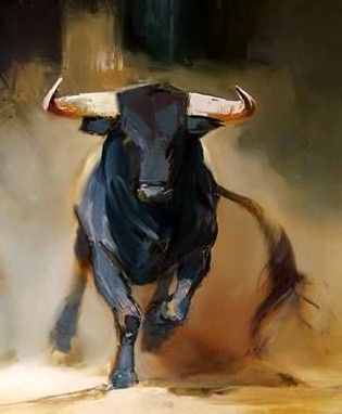 Taurus Bull Tattoos, Bull Artwork, Art In House, Bull Painting, Taurus Bull, Bull Tattoos, Bull Art, Landscape Tattoo, Oil Painting Inspiration