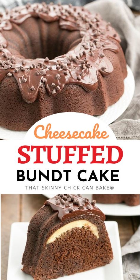 Stuffed Bundt Cake, Homemade Cheesecake Filling, Momma Mia, Cake Bundt, Chocolate Cheesecake Recipe, Valentines Recipes Desserts, Cheesecake Oreo, Chocolate Bundt, Baking School