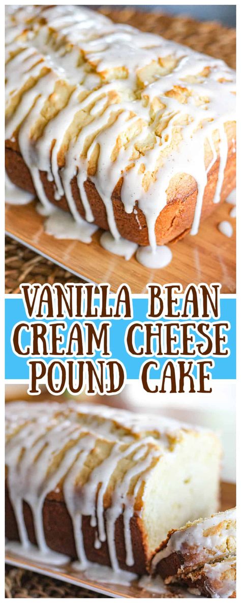 Vanilla Bean Recipes, Vanilla Bean Cream, Vanilla Pound Cake, Breakfast Birthday, Cheese Pound Cake, Cream Cheese Pound Cake, Birthday Breakfast, Birthday Bar, Cake Vanilla