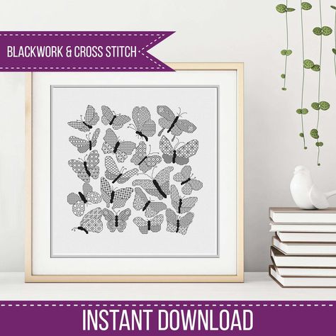 Blackwork Embroidery Designs, Blackwork Embroidery Patterns, Blackwork Cross Stitch, Cat Cross Stitches, Blackwork Patterns, Blackwork Embroidery, Free Chart, Types Of Stitches, Elephant Pattern