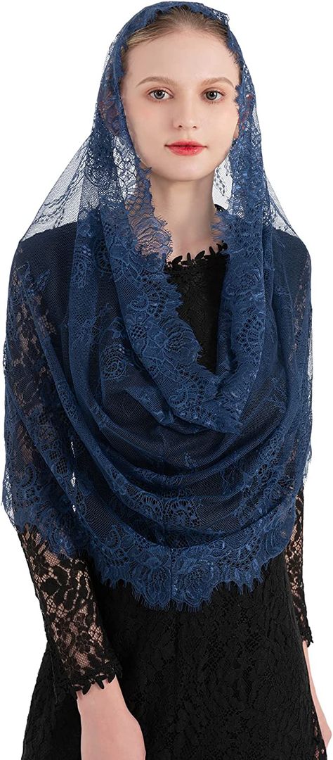 Crinkle Scarf, White Eyelashes, Mantilla Veil, Latin Mass, Lace Veils, Knit Infinity Scarf, Striped Scarves, Black Scarf, Chantilly Lace