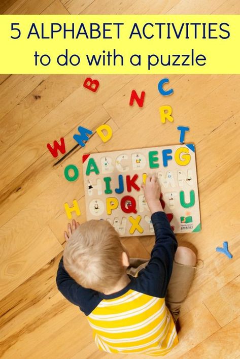 Five Ways to Put Together an Alphabet Puzzle | alphabet activities | letter activities | alphabet puzzle | preschool learning activities Preschool Letters Printables, Preschool Alphabet Activities, Puzzle Preschool, Letter Identification Activities, Puzzle Alphabet, Preschool Alphabet Printables, Letter Printables, Writing Activities For Preschoolers, Letter Recognition Games