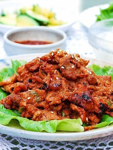 Korean Spicy Pork Recipe, Spicy Korean Pork Belly, Korean Spicy Pork Bulgogi, Korean Pork Dishes, Gochujang Recipe Pork, Korean Bbq Pork Belly Marinade, Pork Gochujang, Spicy Pork Recipes, Korean Pork Belly Recipes